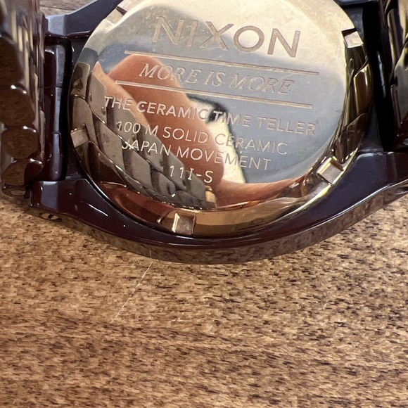 Nixon Men\'s The Time Teller Brown Ceramic‎ Quartz Watch - Untested Needs Battery main image 5